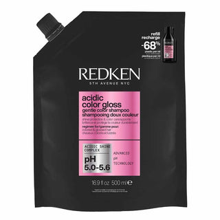 Recharge 500ml Redken Acidic Color Gloss shampooing doux couleur en sachet noir avec etiquette rose