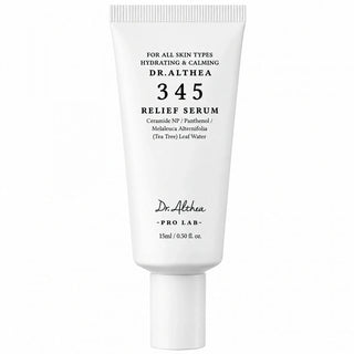 Tube blanc Dr.Althea 345 Relief Serum 15ml - sérum apaisant céramide NP, panthénol et eau de feuille de tea tree