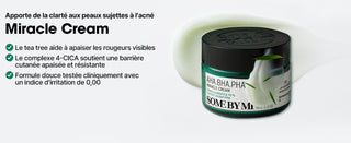 SOME BY MI Miracle Cream pot vert avec texture crème blanche - tea tree apaisant et barrière cutanée