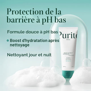 Tube PURITO Mighty Bamboo sous cloche avec mousse - protection de la barrière à pH bas, nettoyant jour et nuit