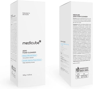 Packaging Medicube Zero Foam Cleanser 120 ml face et dos avec liste INCI et instructions