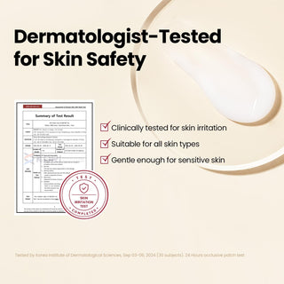Rapport de test dermatologique 24h et goutte de crème K-SECRET Seoul 1988 sur fond beige