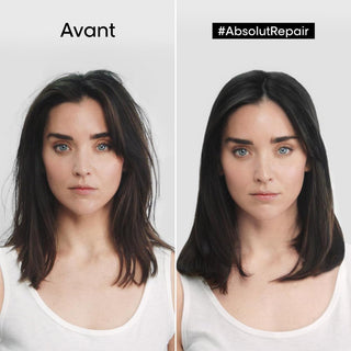 Comparaison cheveux lisses avant et apres traitement L'Oreal Professionnel Absolut Repair Golden Masque 500ml