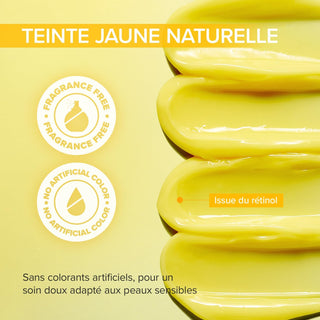 Swatch de texture crème jaune naturelle MARY&MAY Spicule Retinol PDRN - sans parfum ni colorants artificiels