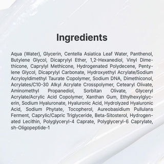 Dr.Althea PDRN Reju 5000 Cream - liste complete des ingredients sur fond texture creme blanche