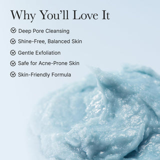 Gros plan texture bleue du nettoyant ARENCIA avec liste des cinq benefices cles