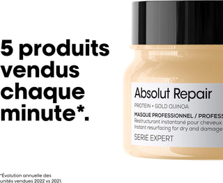 Pot dore et texture cremeuse doree L'Oreal Professionnel Absolut Repair Golden Masque 500ml