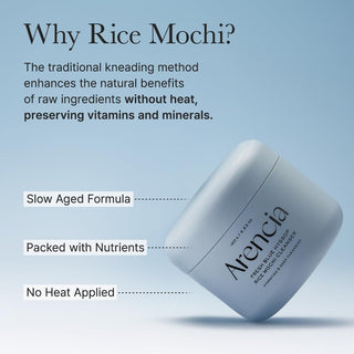 Pot ARENCIA Rice Mochi Cleanser en equilibre avec explication de la methode de fabrication sans chaleur