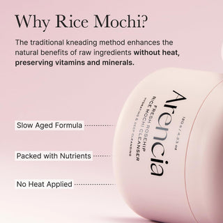 Arencia Fresh Rosehip Rice Mochi Cleanser - pot rose couché, explication formule mochi sans chaleur