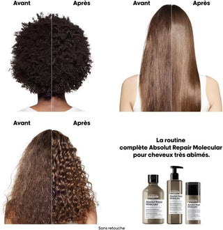Comparaison cheveux avant et apres L'Oreal Professionnel Absolut Repair Molecular - trois types de cheveux