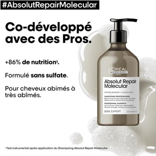 Flacon pompe L'Oreal Professionnel Absolut Repair Molecular 500ml avec mousse - co-developpe avec des Pros