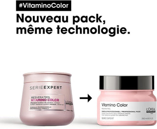 Comparaison ancien et nouveau packaging L'OREAL PROFESSIONNEL Vitamino Color masque rose