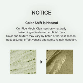 Arencia Fresh Green Rice Mochi Cleanser - avis sur variation naturelle de couleur entre lots