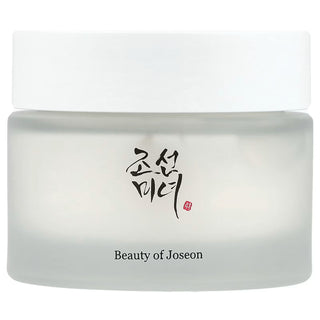 Pot en verre givré Beauty of Joseon Dynasty Cream, couvercle blanc et calligraphie coréenne noire