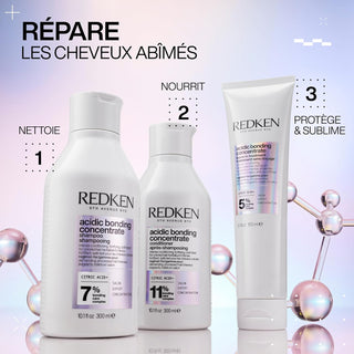Routine 3 etapes Redken Acidic Bonding - nettoie, nourrit et protege les cheveux abimes