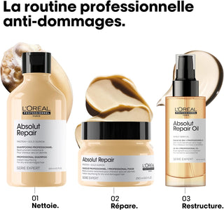 Routine anti-dommages shampoing masque et huile L'Oreal Professionnel Absolut Repair Golden Masque 500ml