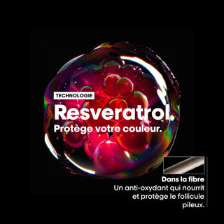 Sphere Resveratrol anti-oxydant sur fond noir - technologie L'OREAL PROFESSIONNEL Vitamino Color