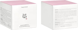Boîte Beauty of Joseon Red Bean Refreshing Pore Mask de face et de dos avec liste INCI et mode d'emploi - 140 mL
