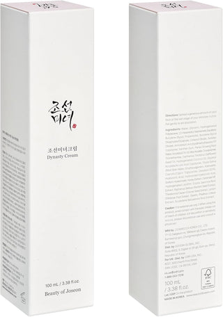Beauty of Joseon Dynasty Cream - boite blanche face avant et dos avec liste ingredients