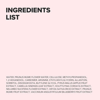 Liste des ingrédients INCI du Apricot Blossom Peeling Gel sur fond rose, composition complète du gommage