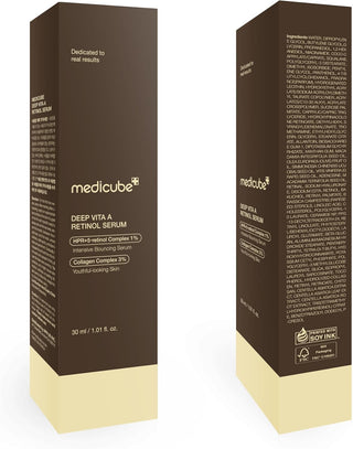 Packaging Medicube Deep Vita A Retinol Serum face avant et arriere avec liste INCI complete