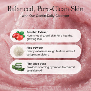 Arencia Fresh Rosehip Rice Mochi Cleanser - ingredients cles rosehip, poudre de riz et aloe vera rose