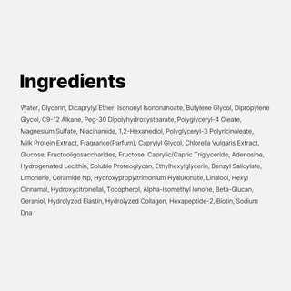 Liste complete des ingredients du Medicube Collagen Glow Booster Serum sur fond gris clair