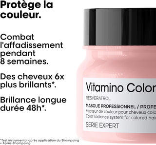 Pot rose L'Oreal Professionnel Masque Vitamino Color Resveratrol avec benefices visibles - 500ml