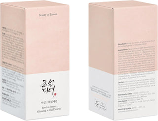 Beauty of Joseon Revive Serum boites rose et blanche face avant et arriere avec liste INCI