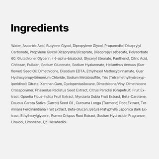 Liste complete des ingredients INCI du Medicube Deep Vita C Ampoule sur fond gris clair