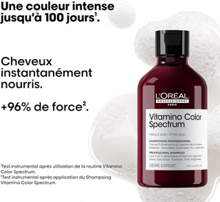 Flacon bordeaux L'Oreal Professionnel Vitamino Color Spectrum 300ml sur mousse avec benefices couleur