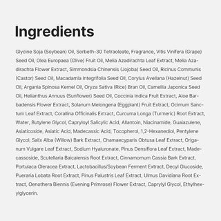 Liste complete des ingredients INCI du Medicube Zero Pore Blackhead Cleansing Oil sur fond gris