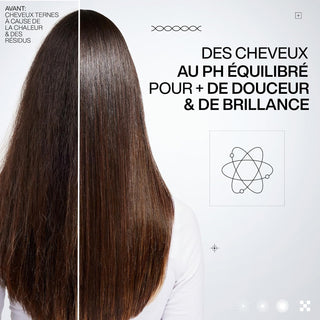Avant-apres cheveux bruns avec Redken Acidic Color Gloss - pH equilibre, plus de douceur et brillance
