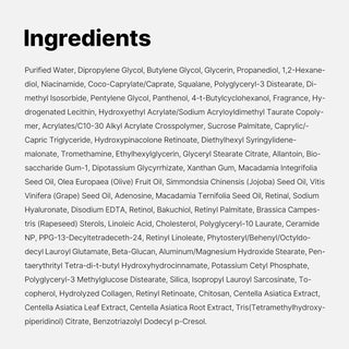 Liste complete des ingredients INCI du Medicube Deep Vita A Retinol Serum sur fond gris clair