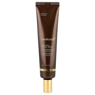 Tube brun Medicube Deep Vita A Retinol Serum 30 ml avec bouchon dore sur fond blanc