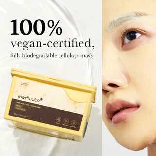 MEDICUBE Deep Vita C Daily Quick Mask - masque vegan certifie 100% biodegradable en cellulose, visage lumineux