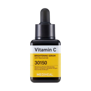 Flacon pipette Mediheal Vitamin C Brightening Serum 40ml noir et jaune sur fond blanc