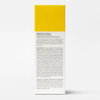 Dos de la boite Mediheal Vitamin C Serum avec liste des ingredients et mode d'emploi