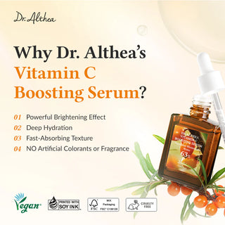 DR.ALTHEA Vitamin C Boosting Serum - flacon avec baies d'argousier et labels vegan cruelty free