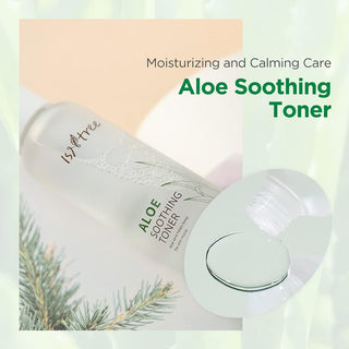 ISNTREE Aloe Soothing Toner en gros plan incline avec detail du bouchon doseur transparent