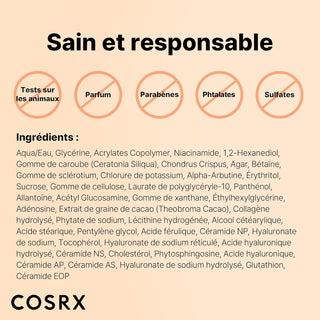 COSRX Masque Hydrogel Arbutine - liste complete des ingredients, sans parabenes ni sulfates