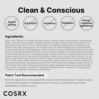 COSRX Peptide-132 Hair Bonding Shampoo - liste INCI, certifications clean et sans cruaute