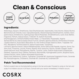 COSRX Peptide-132 Hair Bonding Treatment - liste INCI complete et certifications clean beauty
