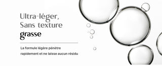 Infographie texture ultra-legere avec bulles transparentes pour le serum capillaire COSRX Peptide-132