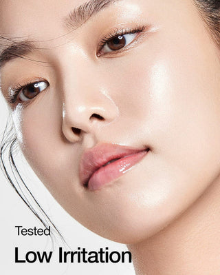 Visage femme peau eclatante et hydratee, resultat test faible irritation creme ANUA Peach 77