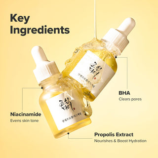 Ingredients cles du Beauty of Joseon Glow Serum - niacinamide, BHA et extrait de propolis annotes