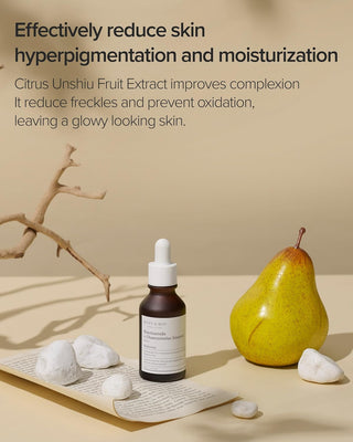 MARY&MAY Niacinamide Chaenomeles Serum - benefices Citrus Unshiu anti-hyperpigmentation avec poire et branche