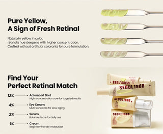 Gamme KSECRET Seoul 1988 retinal - spatules de textures et quatre produits empiles par concentration