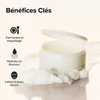 Pot ouvert Beauty of Joseon Radiance Cleansing Balm avec texture fondante et icones benefices