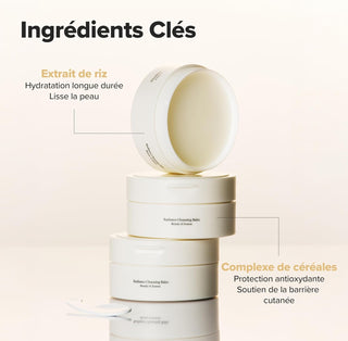 Infographie ingredients cles du Beauty of Joseon Radiance Cleansing Balm - riz et cereales
